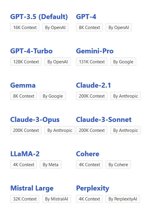 Access to GPT-3, Claude-3, Gemini Pro and more